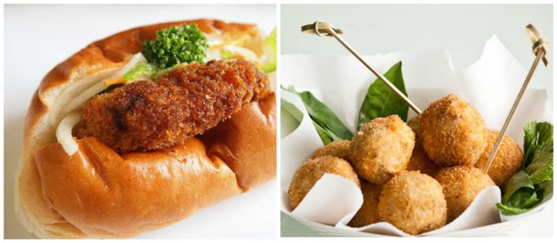 Korokke viên và bánh mì tươi kẹp Korokke Korokke viên và bánh mì tươi kẹp Korokke